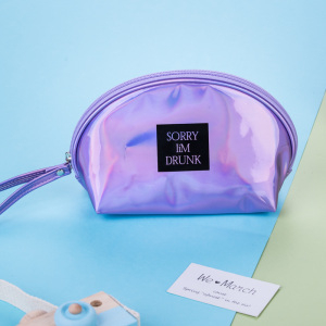Ximi Vogue Trendy Shiny Semicircle Makeup Bag (Purple)