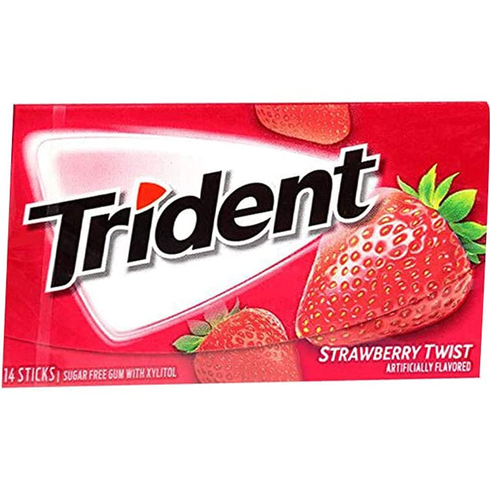 Trident Strawberry Twist Sugar Free Gum, 14 Sticks, 26 g