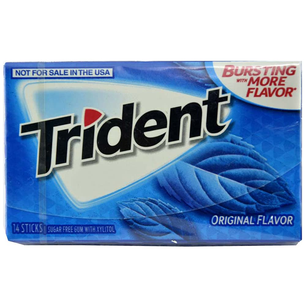 Trident Sugar Free Chewing Gum Original Flavor, 14 Sticks, 26 g