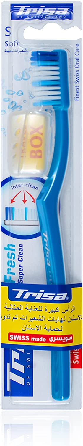 Trisa Fresh Super Clean Soft Toothbrush With Travel Cap, Assorted