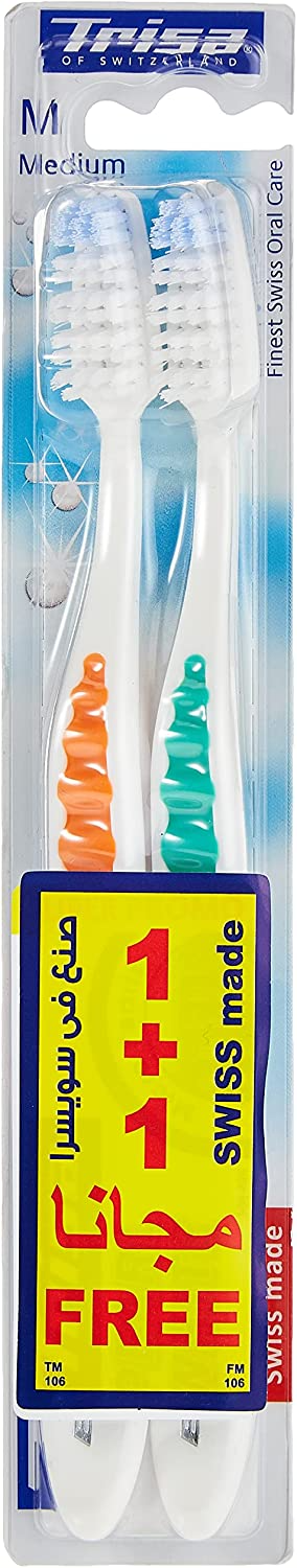 Trisa Pearl White Medium Duo Toothbrush (2pcs)