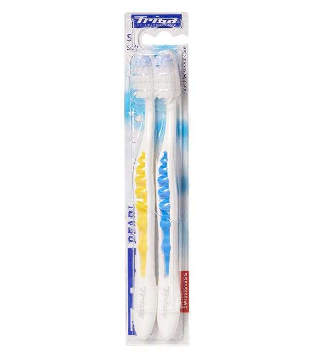 Trisa Pearl White Duo Toothbrush With Micro Pearls Soft (2pc)