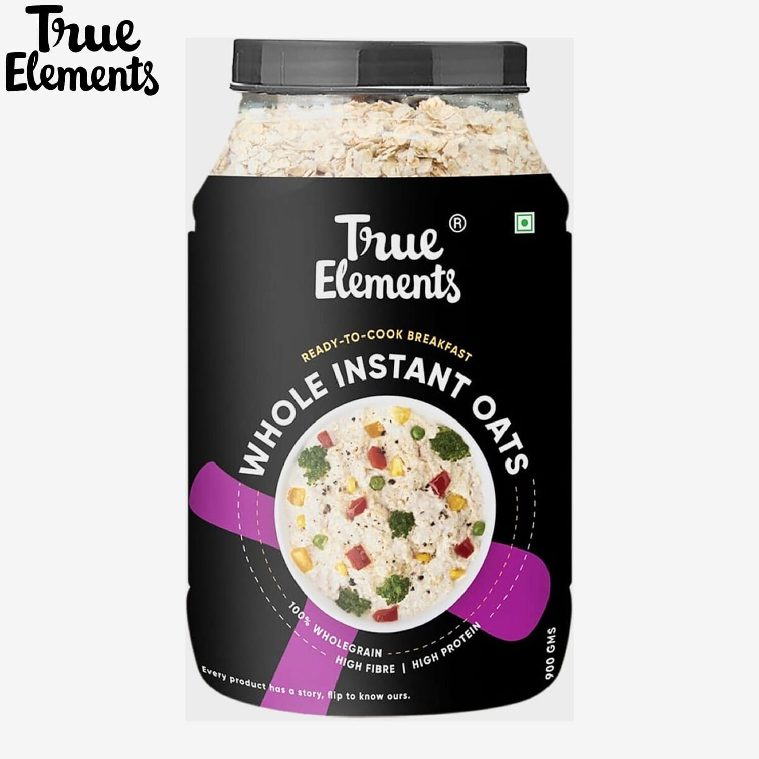 True Elements Instant Oats 900gm- High Protein | Cereal for Breakfast | Oats for Weight Loss | Whole Oats