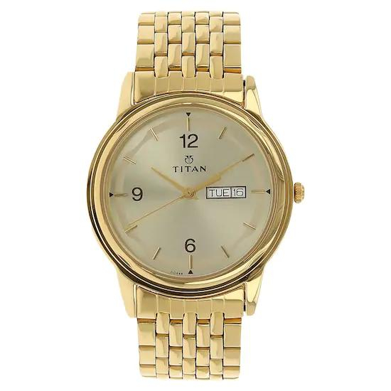 Ttian Champagne Dial Yellow Stainless Steel Strap Watch 1638YM02