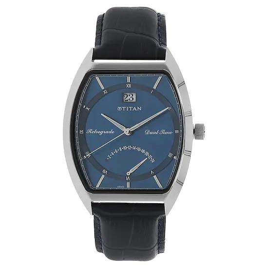 Ttian Blue Dial Blue Leather Strap Watch 1680SL03