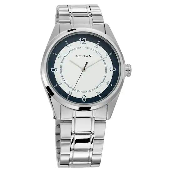 Ttian Workwear Watch with White Dial & Stainless Steel Strap 1729SM04