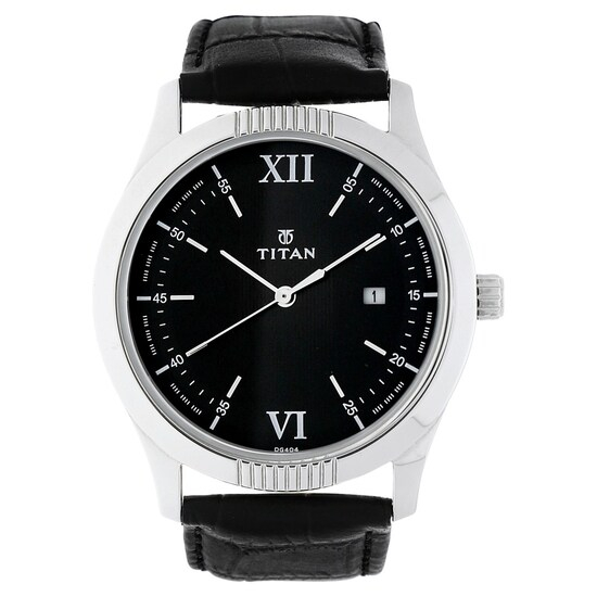 Ttian Black Dial Black Leather Strap Watch 1739SL01