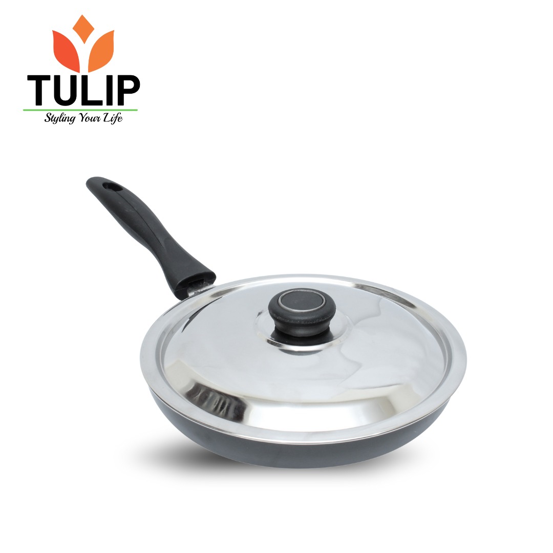 Tulip Hard Anodized Frypan with Ss Lid 22cm