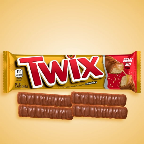 Mars Twix Caramel Chocolate Cookie Candy Bar, Share Size - 3.02 oz