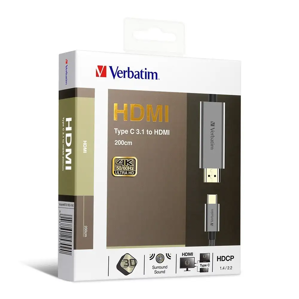 Verbatim 65709 Type C 3.1 to HDMI 4K Cable (200cm)