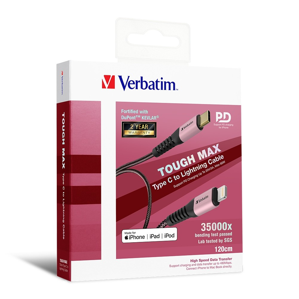 Verbatim 66051 Type C to Lightning Cable with Kevlar 200cm Gold