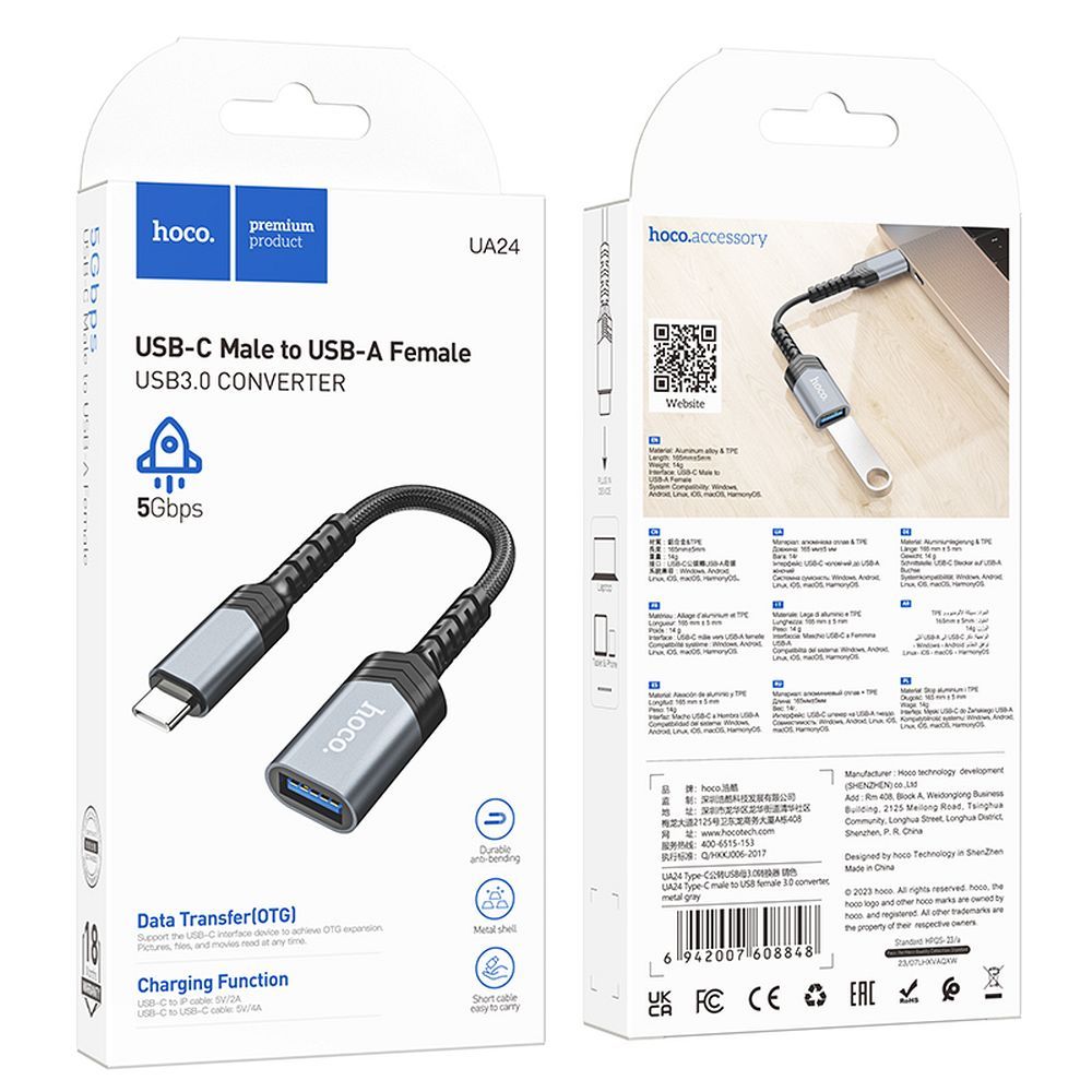 Hoco Ua24 Type-C Male To Usb Female 3.0 Converter