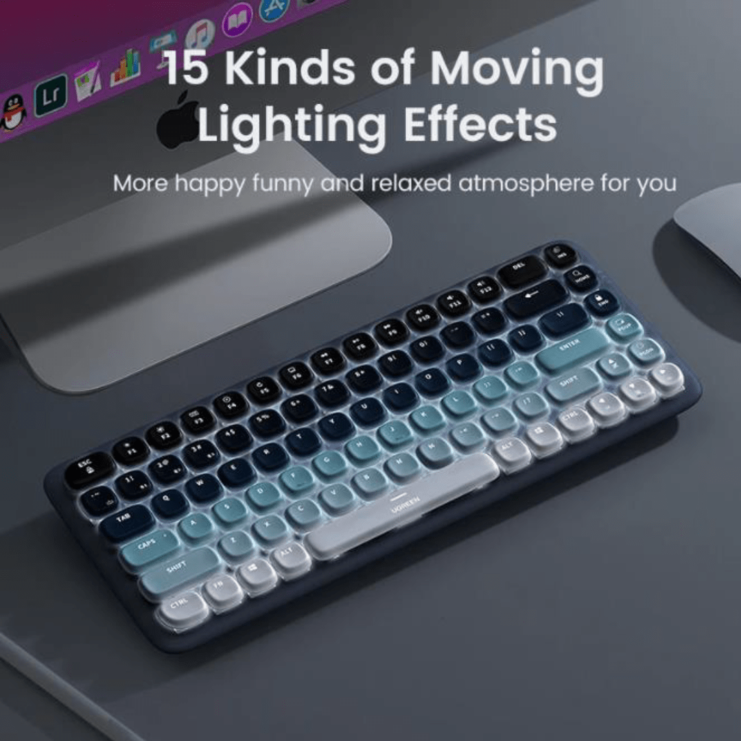 UGREEN 90755 - Keyboard Wireless Bluetooth 5.0 & Wired Mechanical 84 Keys Brown Switch For MacBook iPad PC Tablet Phone Laptop KeyBoard