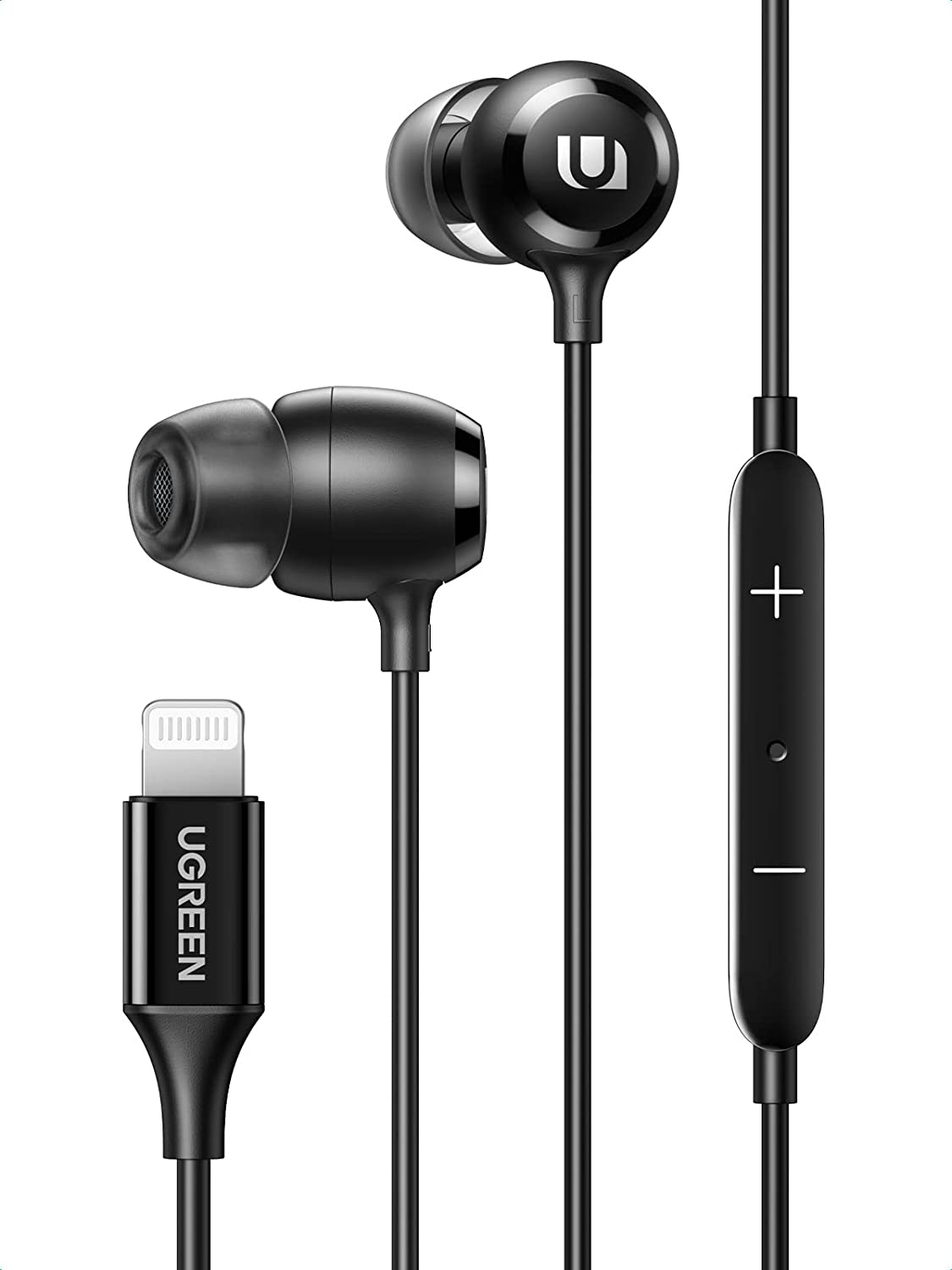UGREEN HiTune Wired Lightning Earbuds MFi Certified In Ear Headphones Earphones for iPhone with Mic Noise Isolation Remote Control-80655