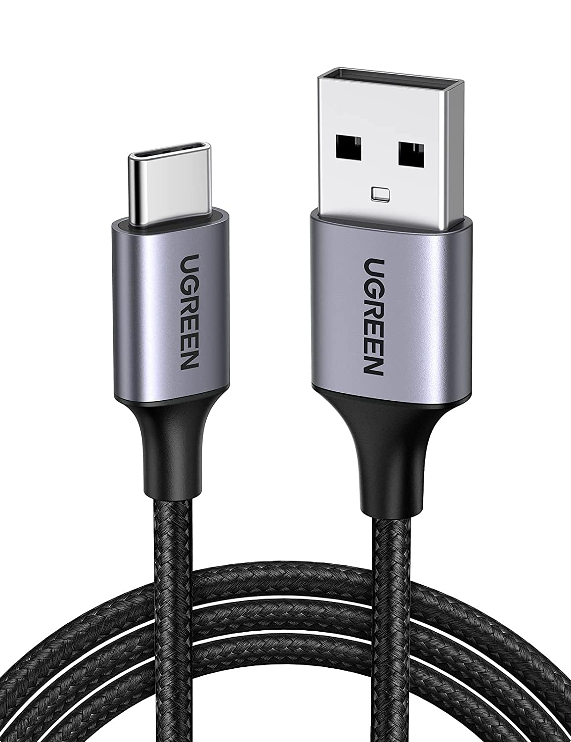 UGREEN 1Mtr USB 2.0 A to USB-C Cable Nickel Plating Aluminum Braid 1m (Black)