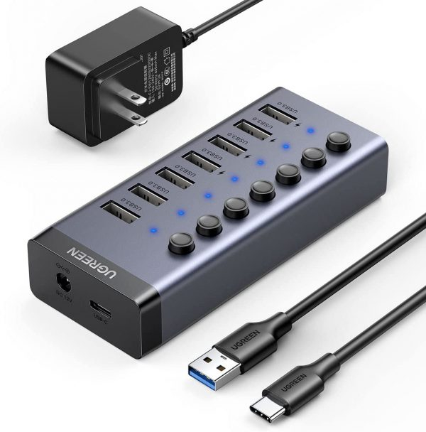 UGREEN 7-Port USB 3.0 Hub with USB-B to USB 3.0  Male Cable
