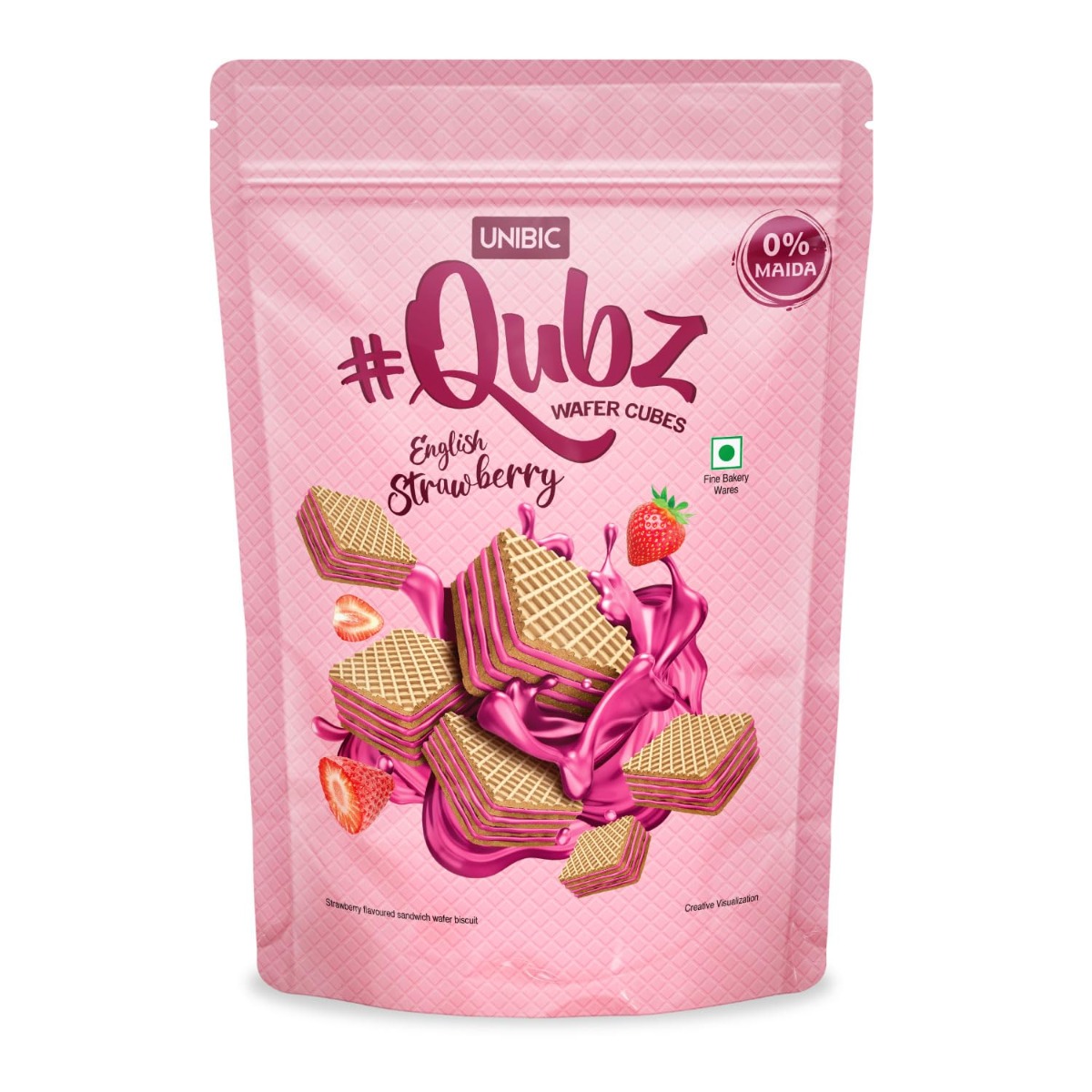 Unibic Qubz English Strawberry Wafer 30g