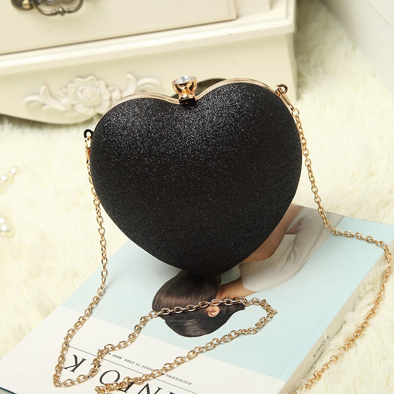 Unique Shiny Clutch Heart Shape Heart Pearl Bag for Women 41001911