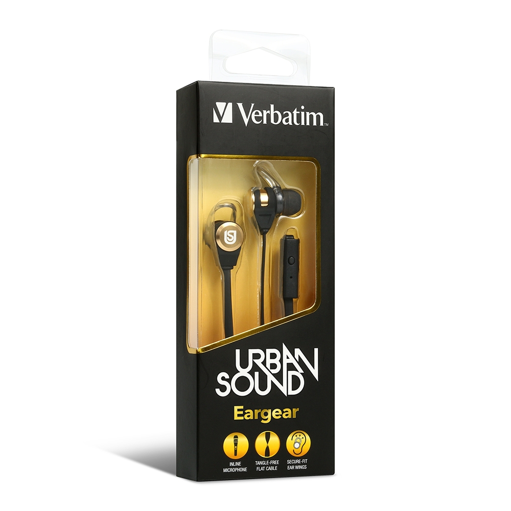 Verbatim 66120 Urban Sound Eargear (1.2 meter, Gold Plated , Sensitivity: 100dB, Drivers: 9mm )