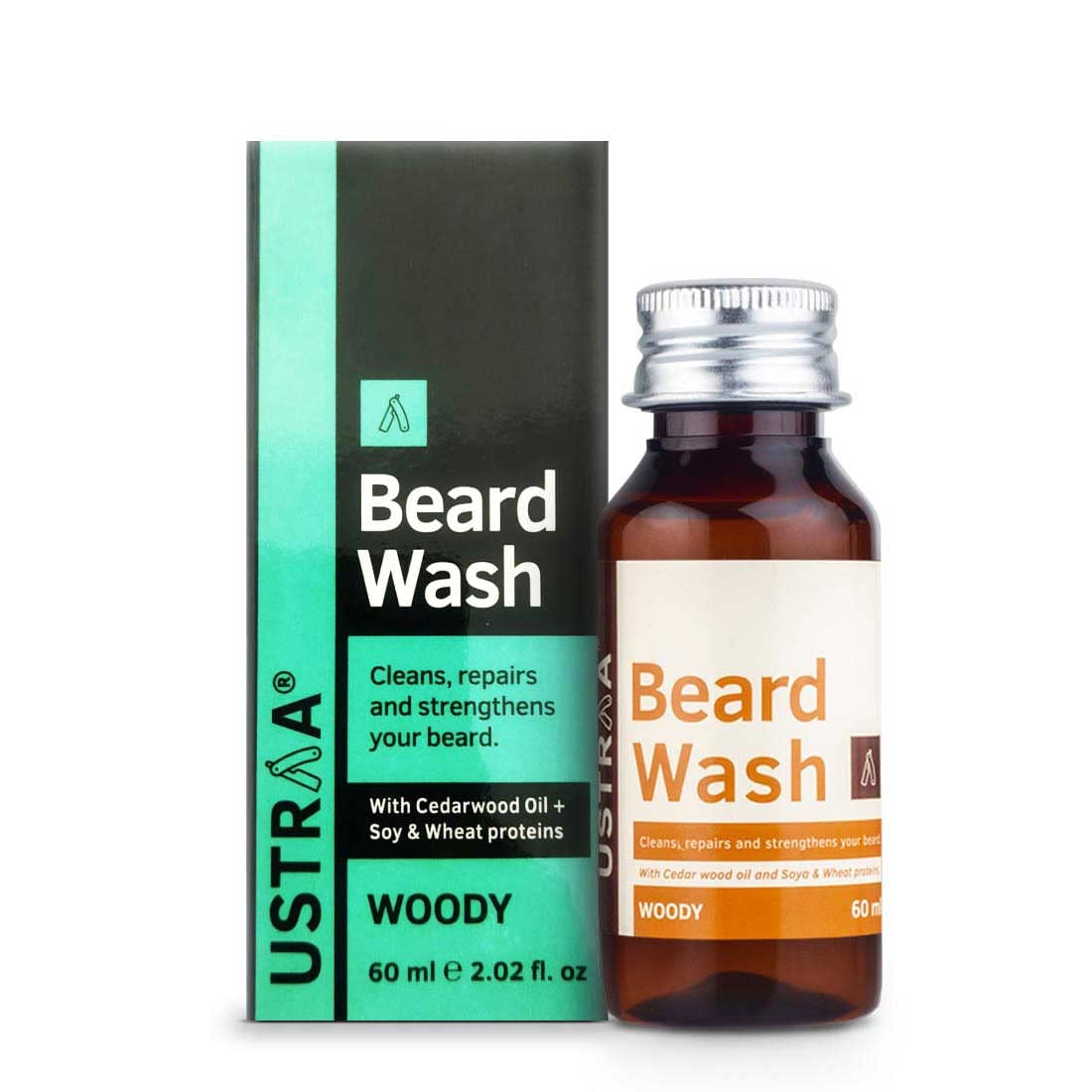 Ustraa Beard Was -Woody (Pack of 2 x 60 ml)