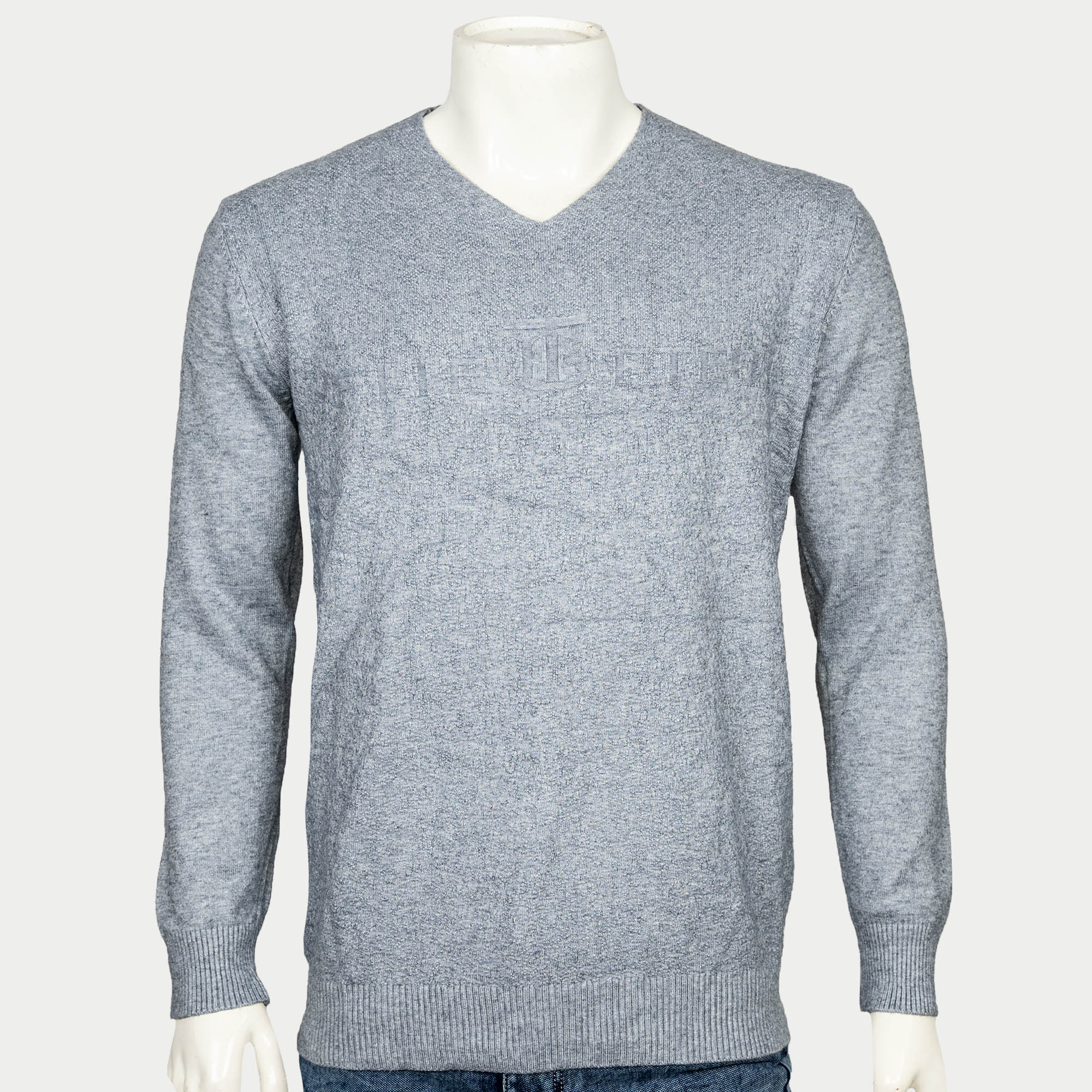 VIRJEANS Acrylic Woolen (VJC214) Heavy V-Neck Warm Sweater For Men-Grey Blue