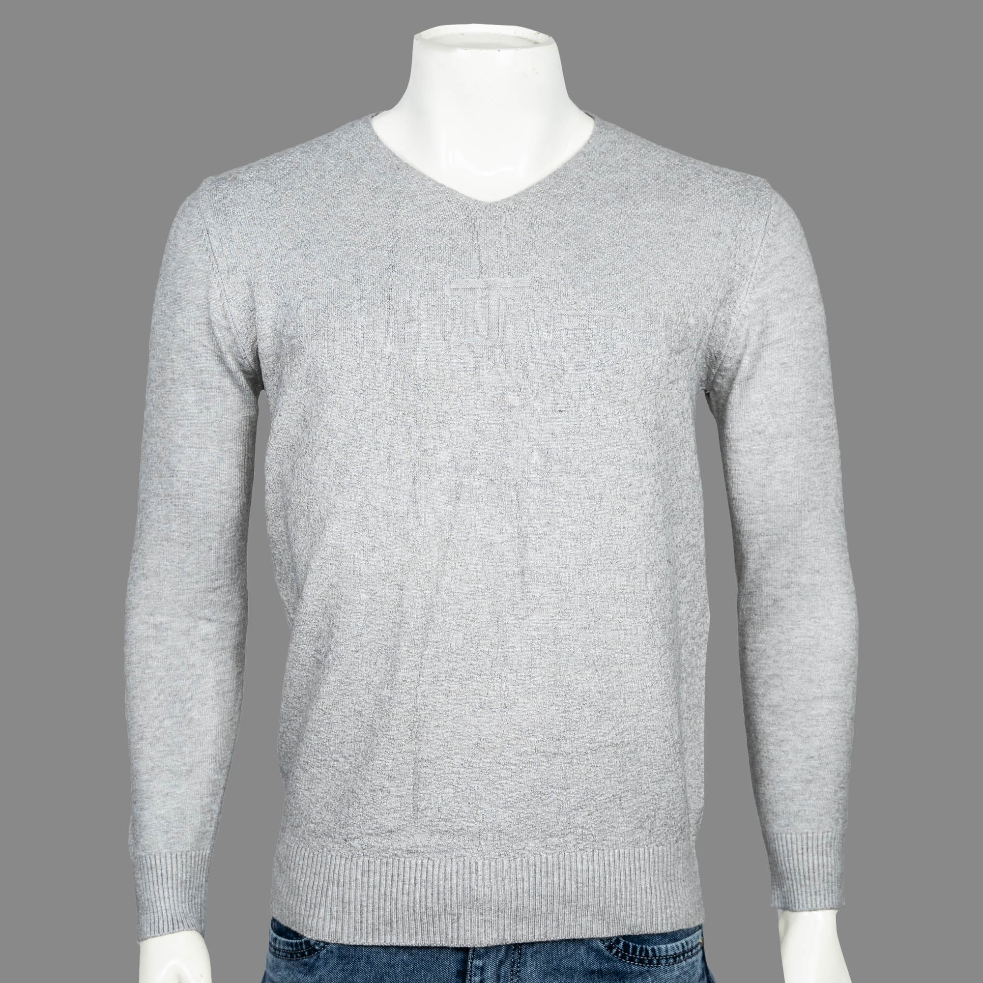 VIRJEANS Acrylic Woolen (VJC214) Heavy V-Neck Warm Sweater For Men-Grey
