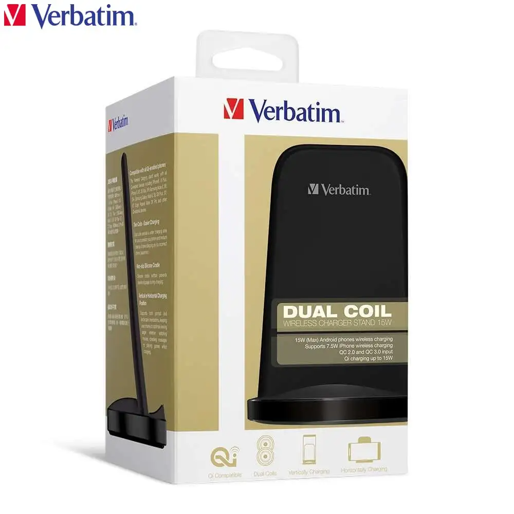 Verbatim 66096 15W Dual Coil Wireless Charger Stand