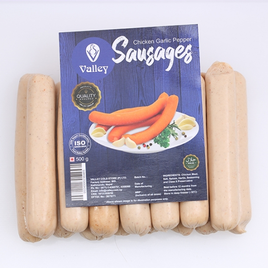 Valley Cs Chicken Garlic Pepper Sausage 500gm