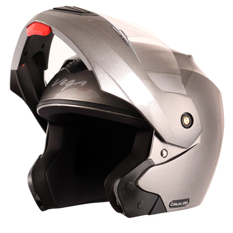 Vega Crux Dx Motorbike Helmet (Silver)