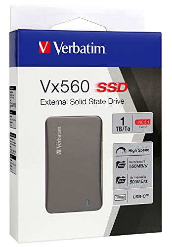Verbatim 1TB SSD Vx560 USB3.1 Solid State Drive External (550MB/s Read; 500MB/s Write) 1TB External SSD