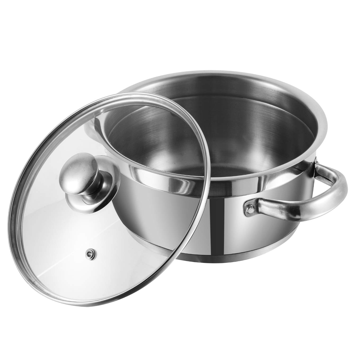 Vinod Two Tone 5.2L Sauce Pot 24 Cm With Glass Lid
