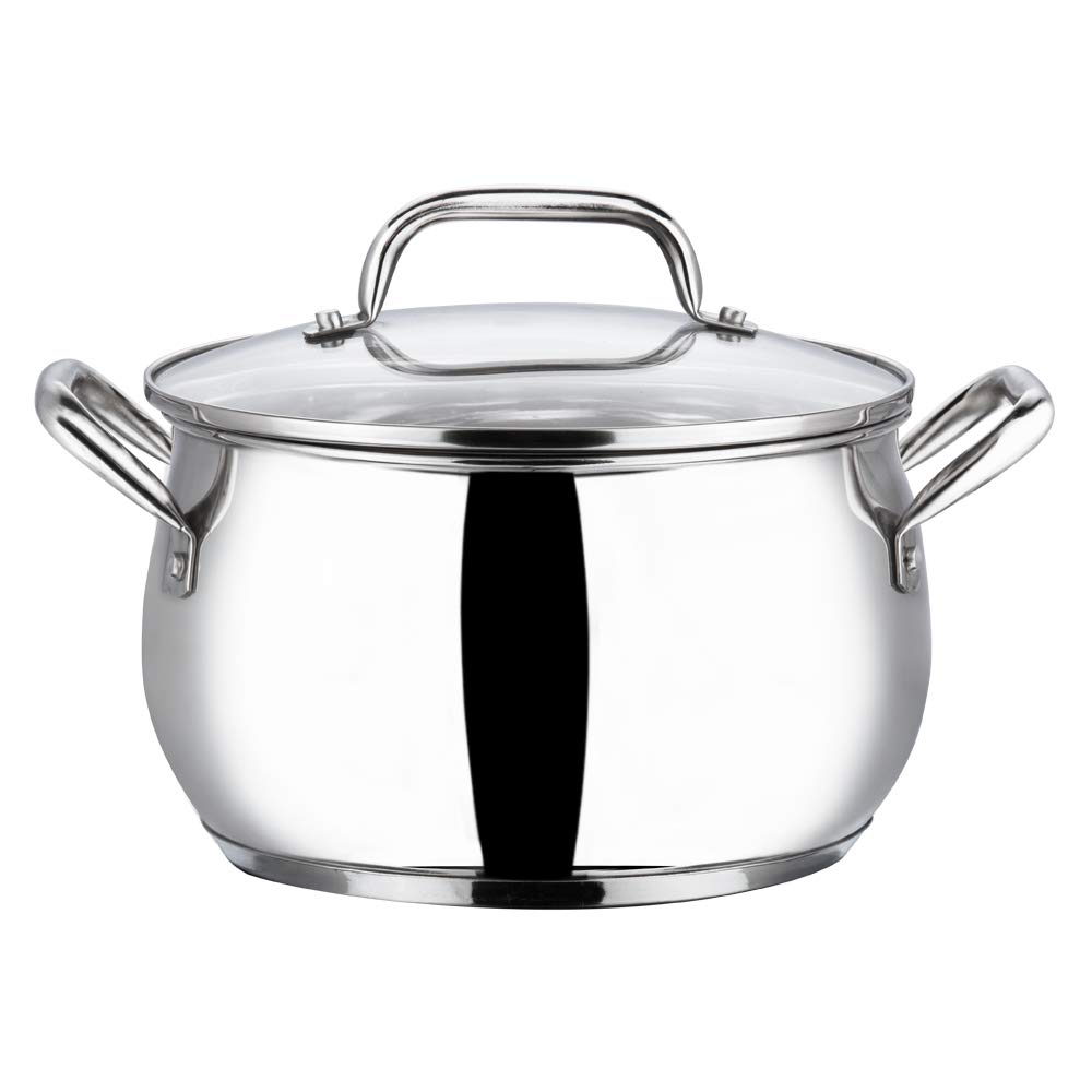 Vinod Stainless Steel Almaty 6.9L Casserole with Glass Lid 24 cm