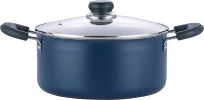 VINOD Zest Non-Stick Deep 5L Casserole with Glass Lid Pot 24 cm