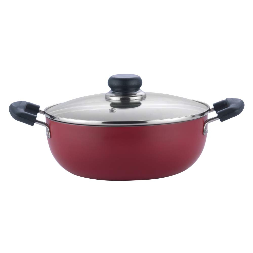 Vinod Zest Non-Sticky Inducto 2.6L Deep Kadai with Glass Lid 22 Cm