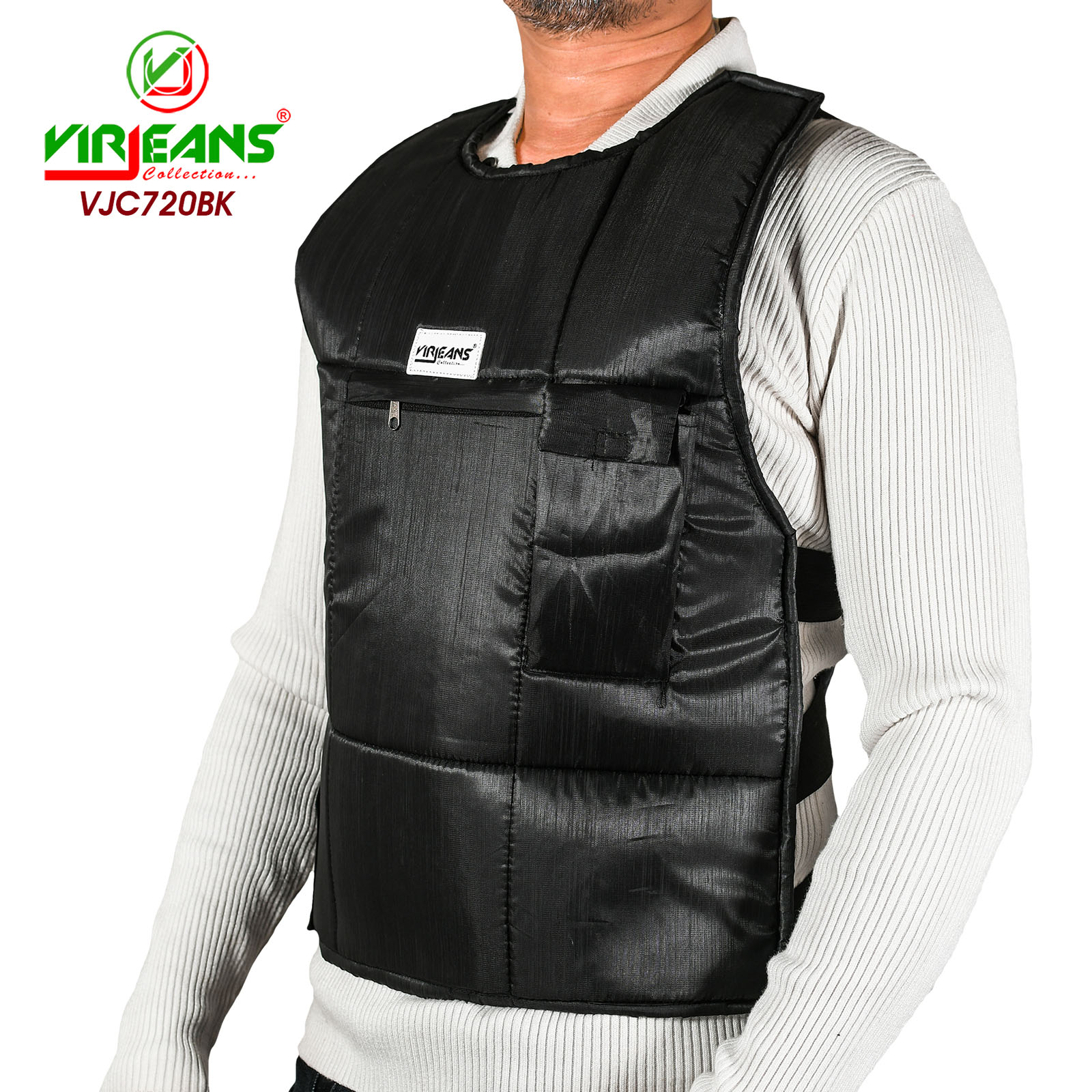 VIRJEANS (VJC720) Biker Chest Guard Inner Fur / Body Armor Chest Protector Guard - Black