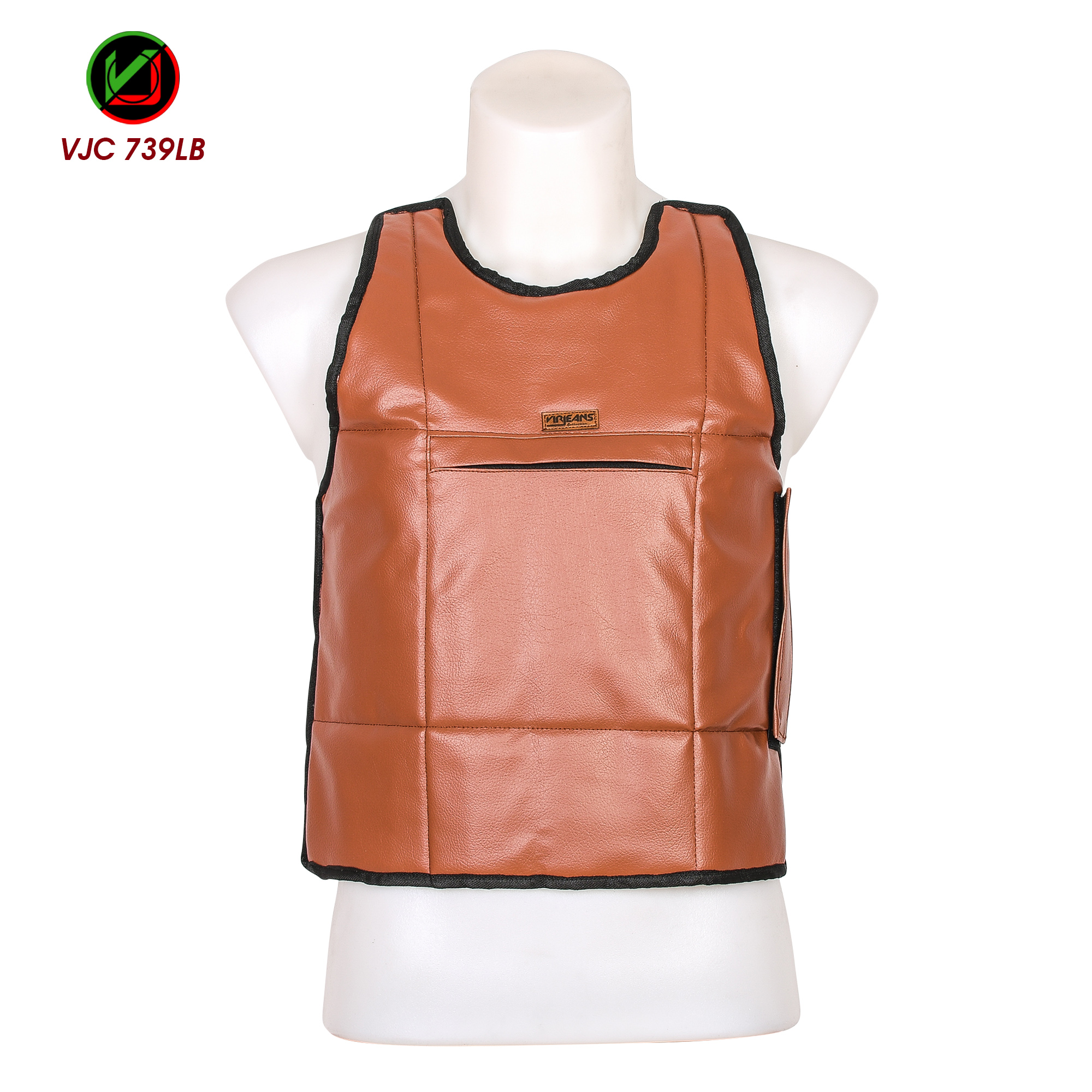 VIRJEANS (VJC739) Leather Looks Chest Protector Guard with Inner Fur - Light Brown