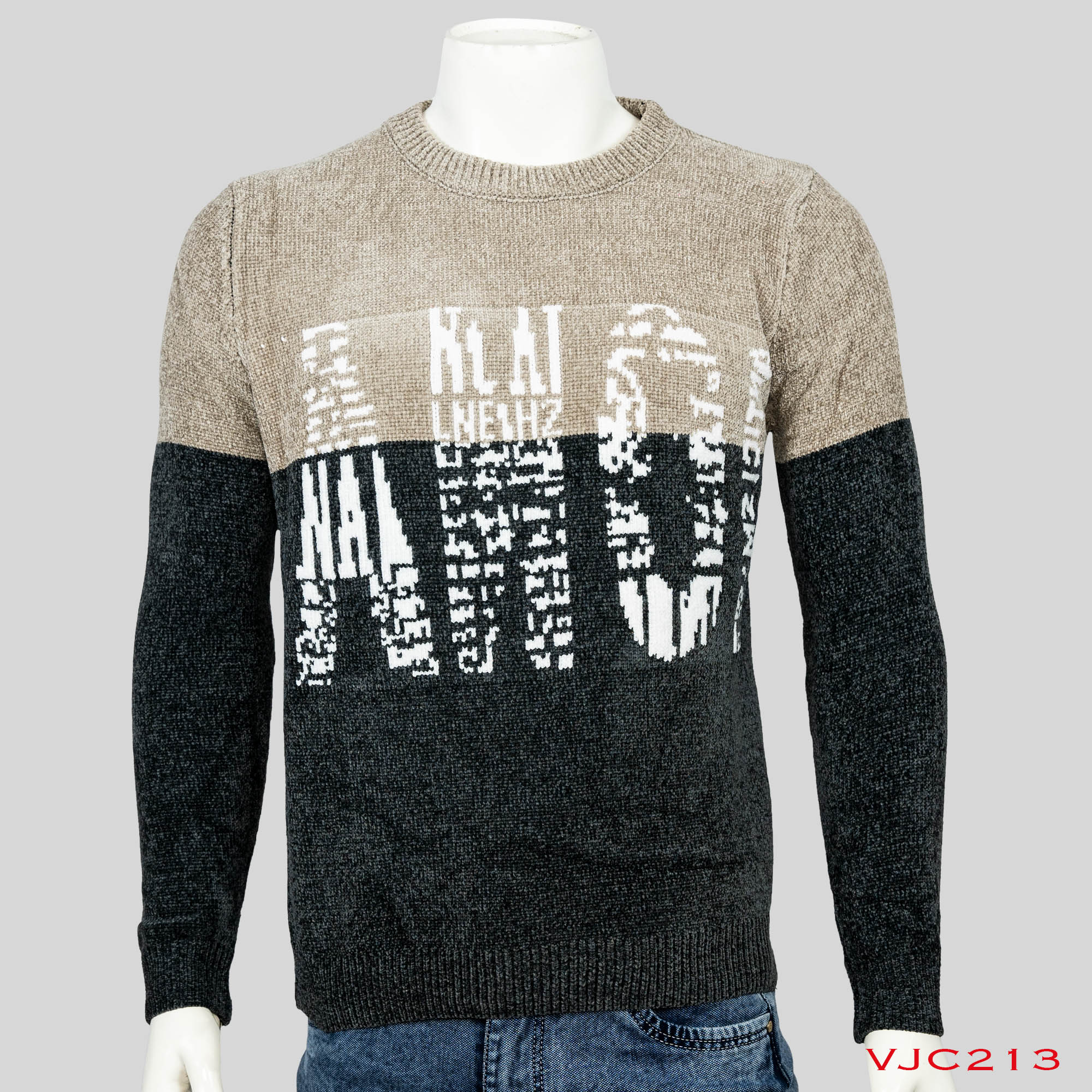VIRJEANS (VJC213) Round Neck Heavy Sweater Warm For Men Winter Season-Black