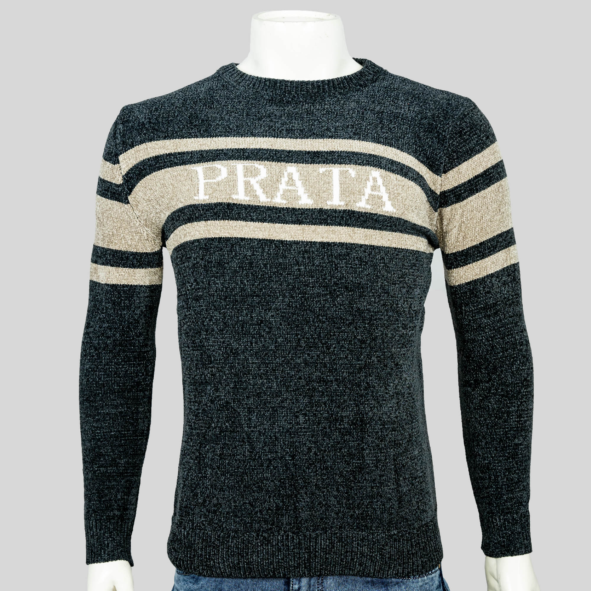 VIRJEANS (VJC213) Round Neck Heavy Sweater Warm For Men Winter Season-Black