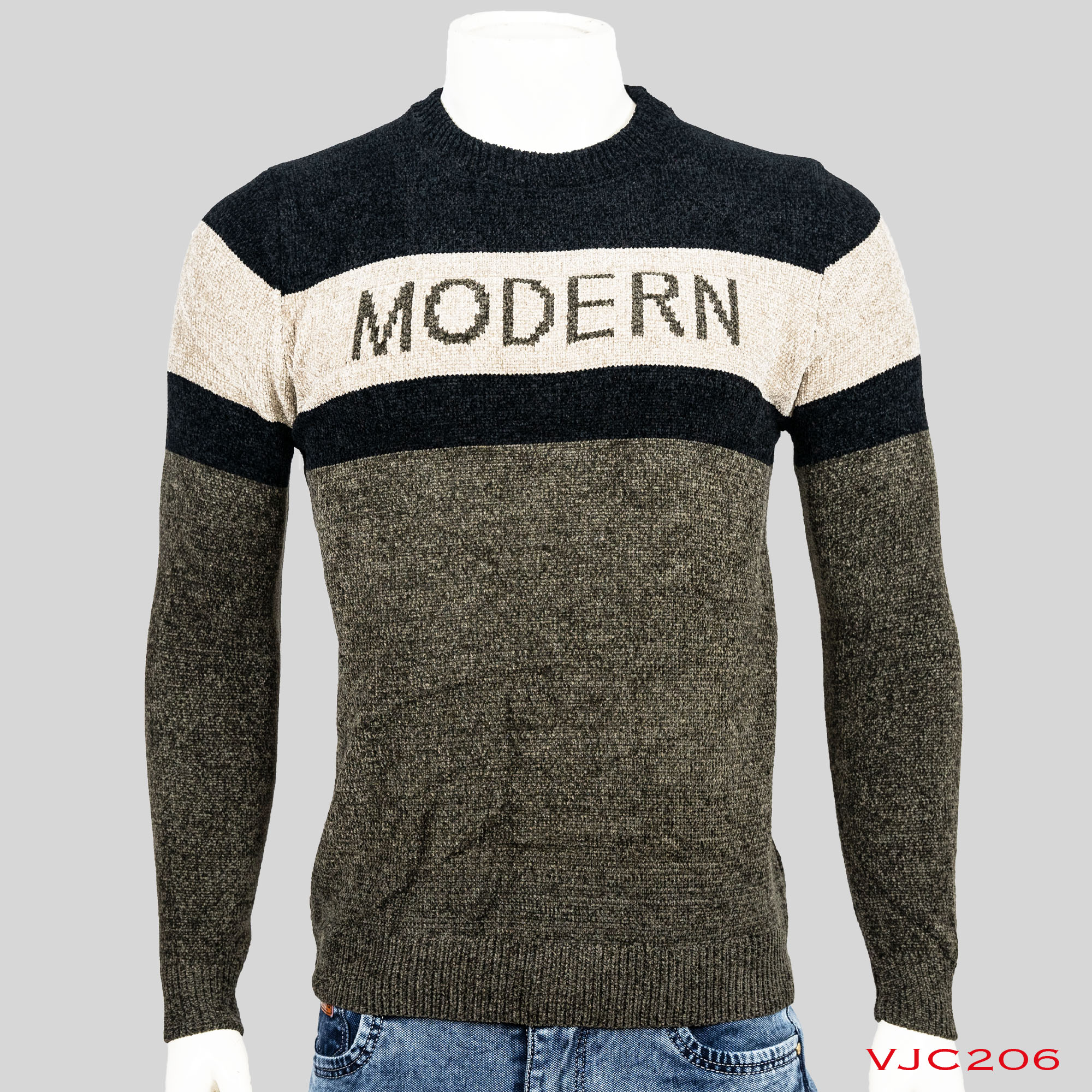 VIRJEANS (VJC206) Round Neck Sweater Warm For Men Winter Season-Green