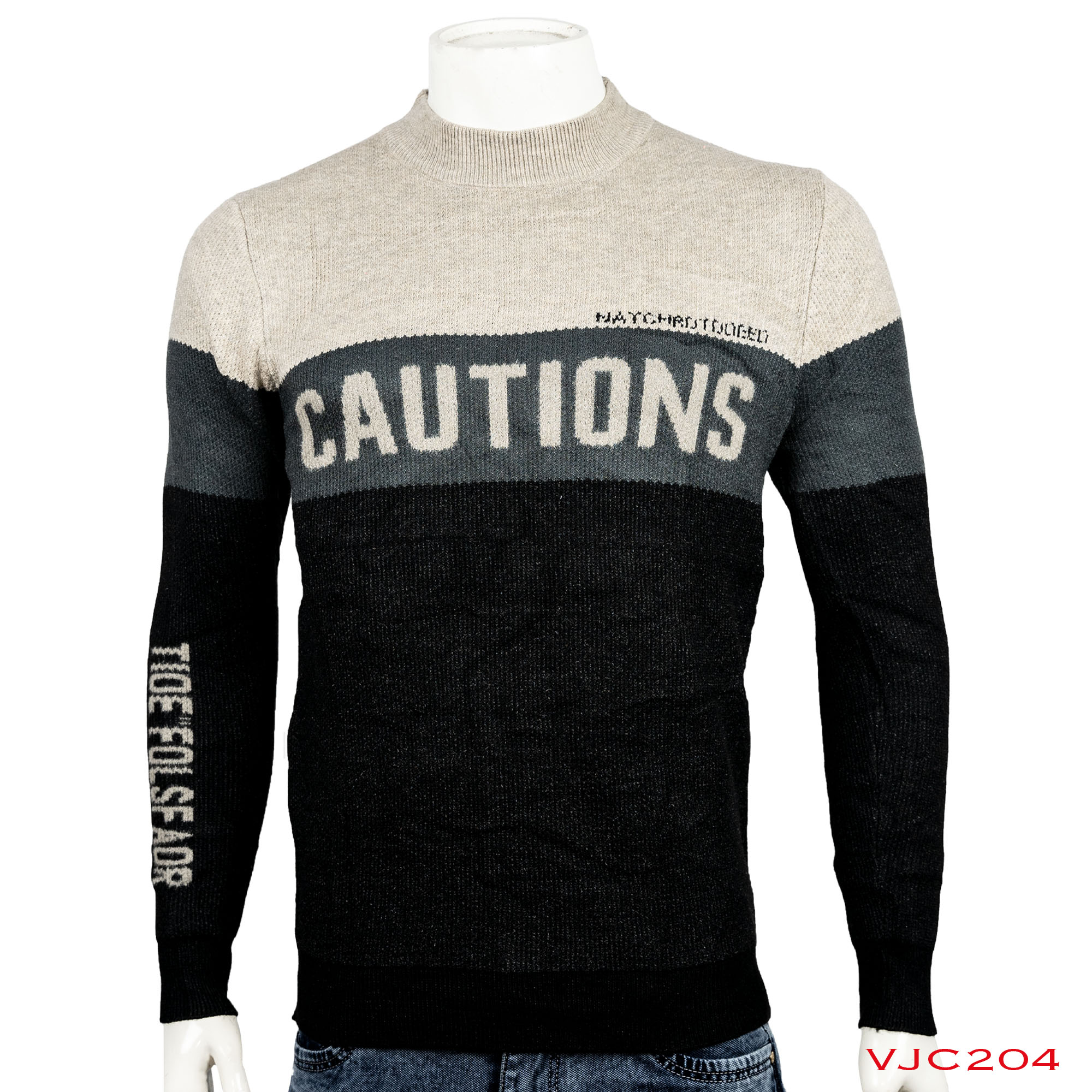 VIRJEANS (VJC204) Round Neck Heavy Sweater Warm For Men Winter Season - Black