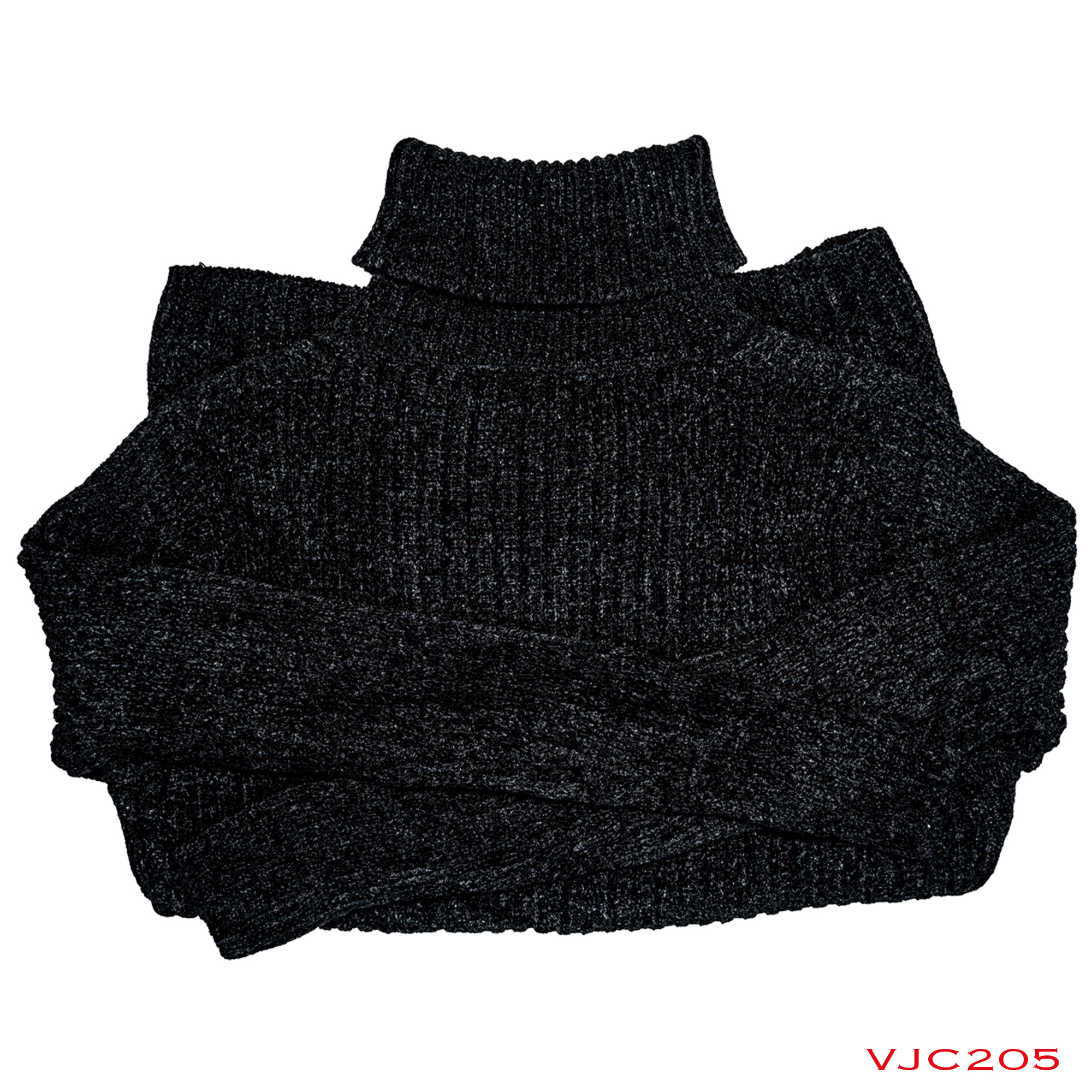 VIRJEANS (VJC205) Woolen Turtle Striped High Neck Pullover Sweater For Men Winter Season-Jet Black