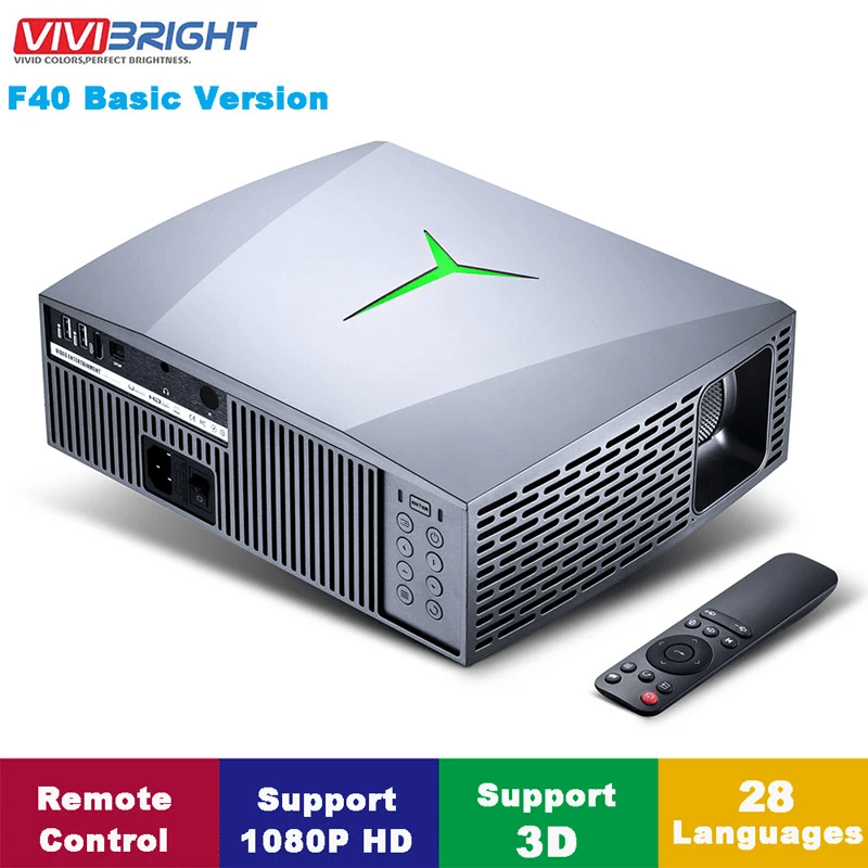 Vivibright F40 Native 1080p LED Projector 4200 Lumens 300″ Image Size 15000:1 Contrast Ratio HiFi Stereo Speaker HDMI Spdif