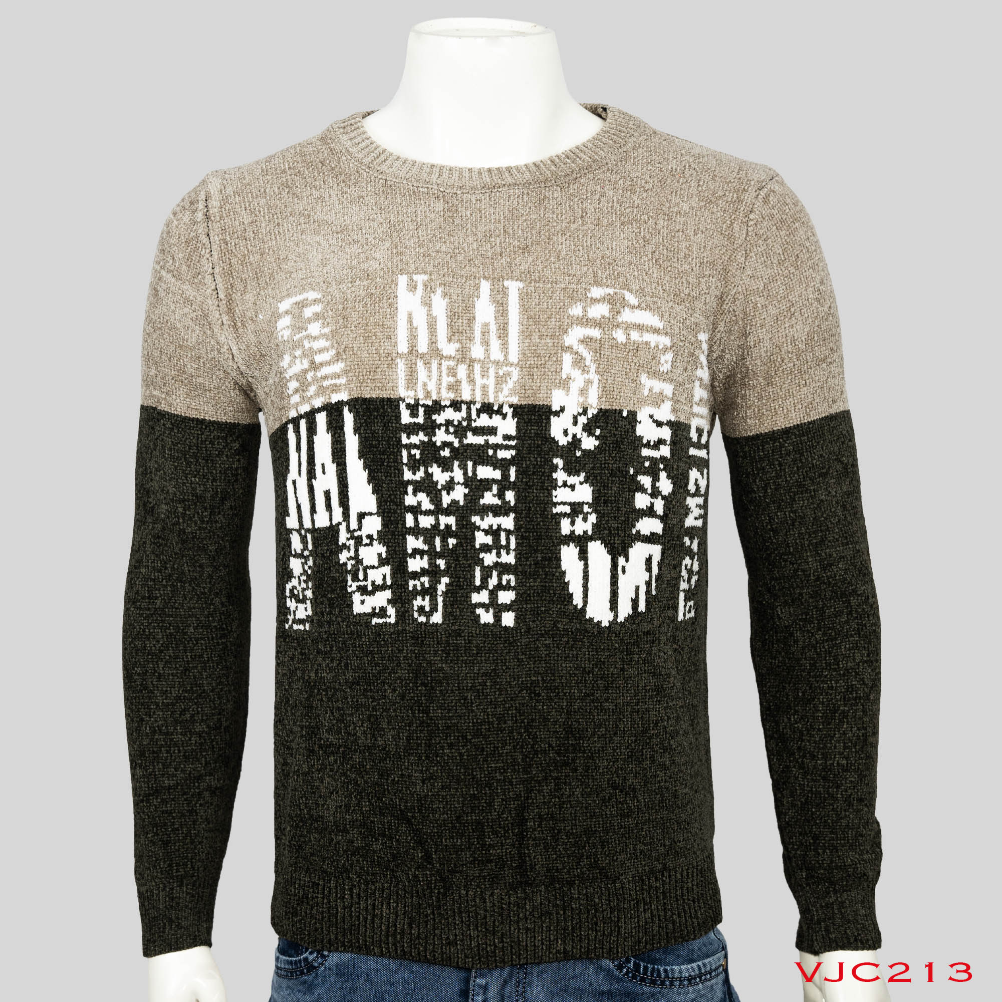 VIRJEANS (VJC213) Round Neck Heavy Sweater Warm For Men Winter Season- Cream