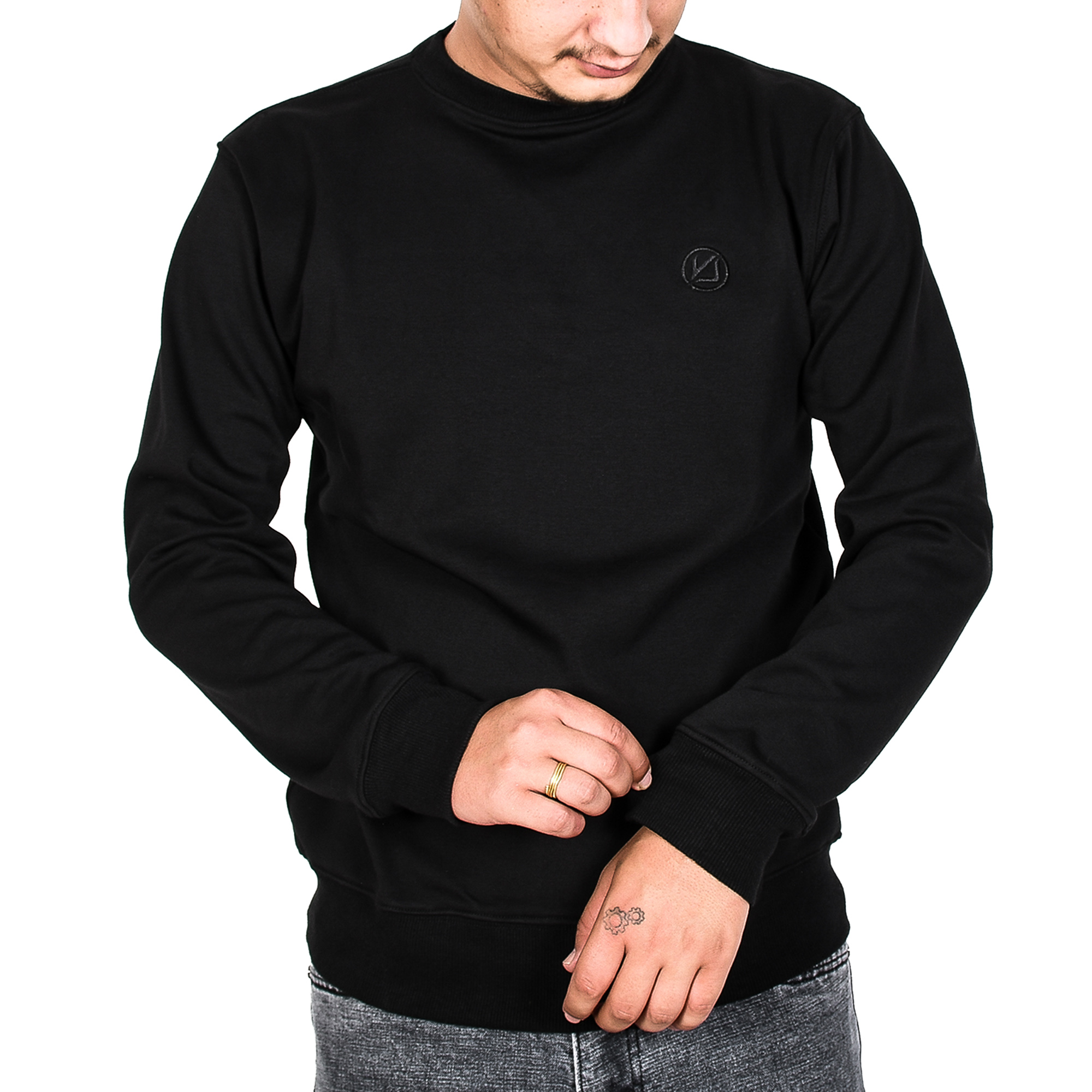 VIRJEANS (VJC786) Stylish Inner Fur Fleece Sweat Shirt For Men - Black