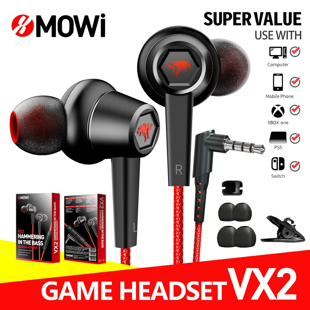 Plextone Vx2 3.5mm Gaming Earphones with Mic Deep Bass Earbuds In-Ear Headset Stereo Headphone with Microphone
