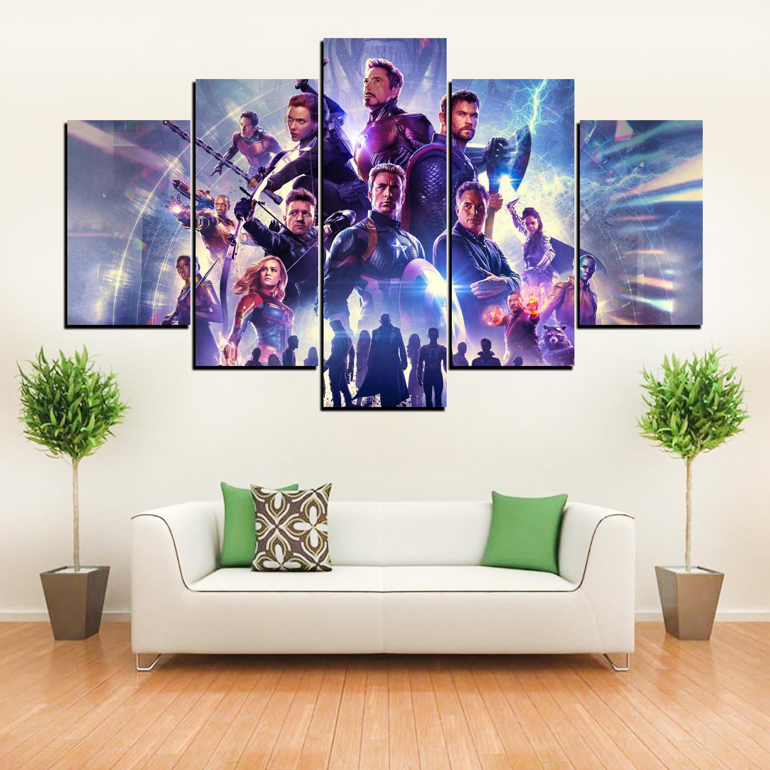 5 Piece Panel  Avengers Wall Hang Canvas Art on Vinyl Forex Print with Frame by Om Suva Trades