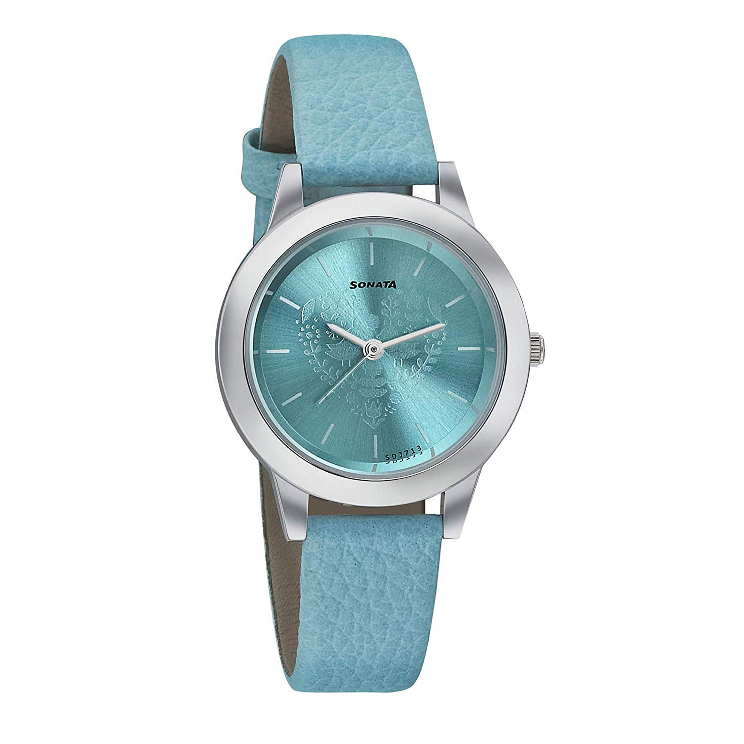 Sonata Floral Folk Art Analog Blue Dial Women's Watch - 87019SL09
