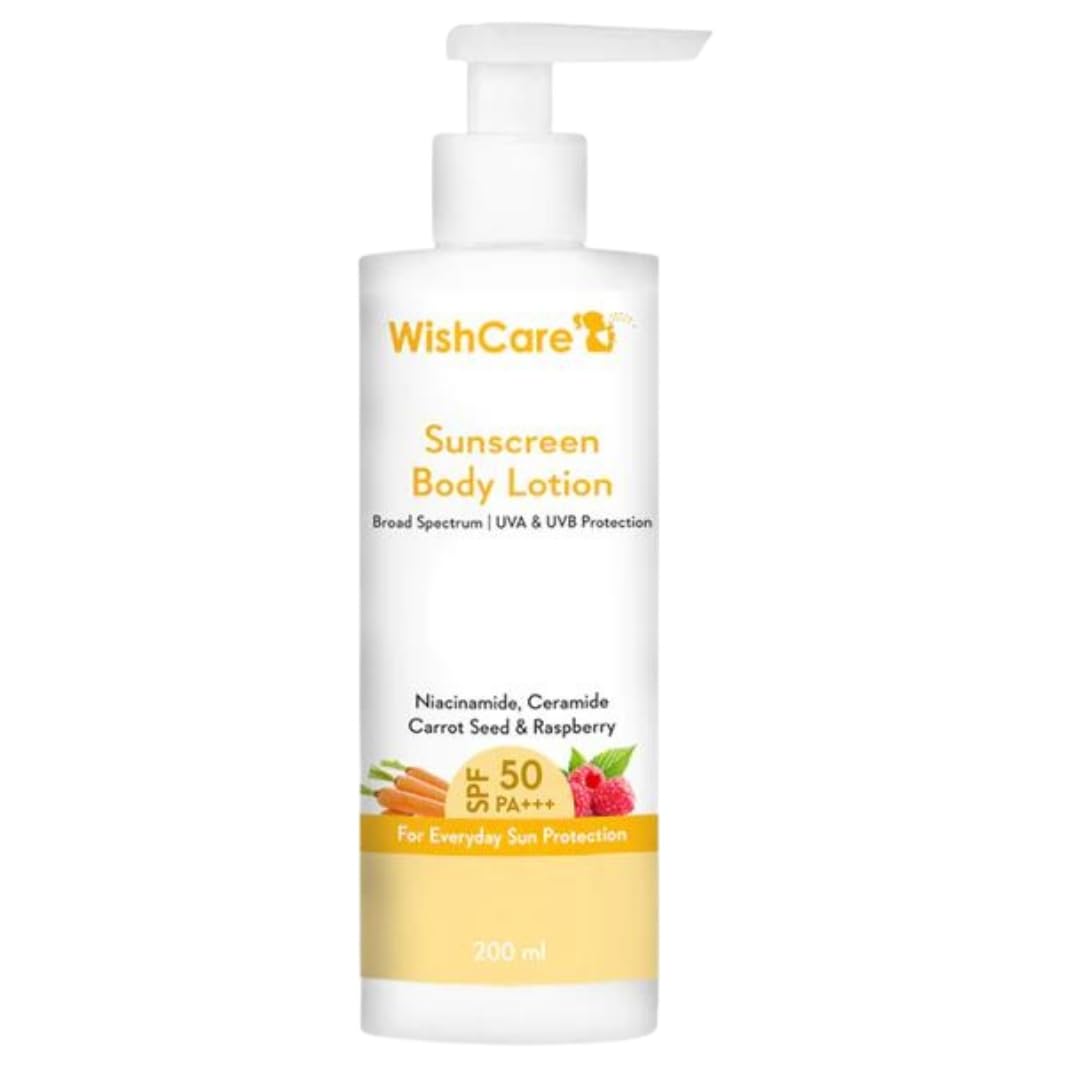 WishCare SPF 50 Sunscreen Body Lotion - PA+++ UVA & UVB Protection With No White Cast - 200ml