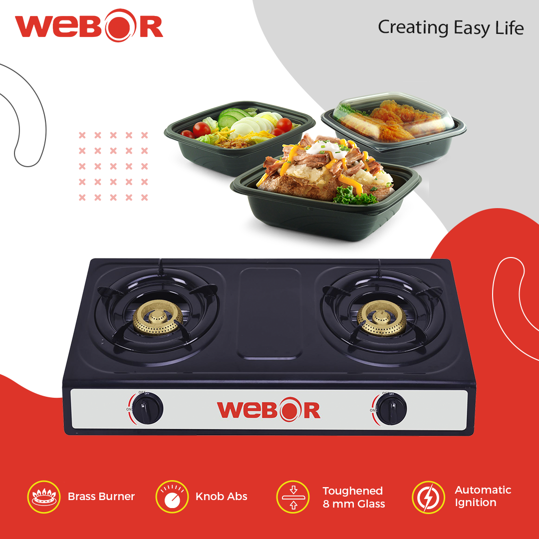Webor 2 Burner Glass Gas Cooktop-WBGSB9018