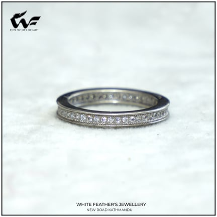 White Feathers Ember Silver Band Ring (3.5) For Women 